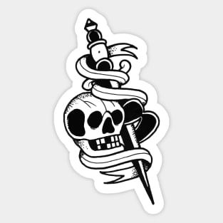 Tattoo Skull Dagger and Heart Wrap Sticker